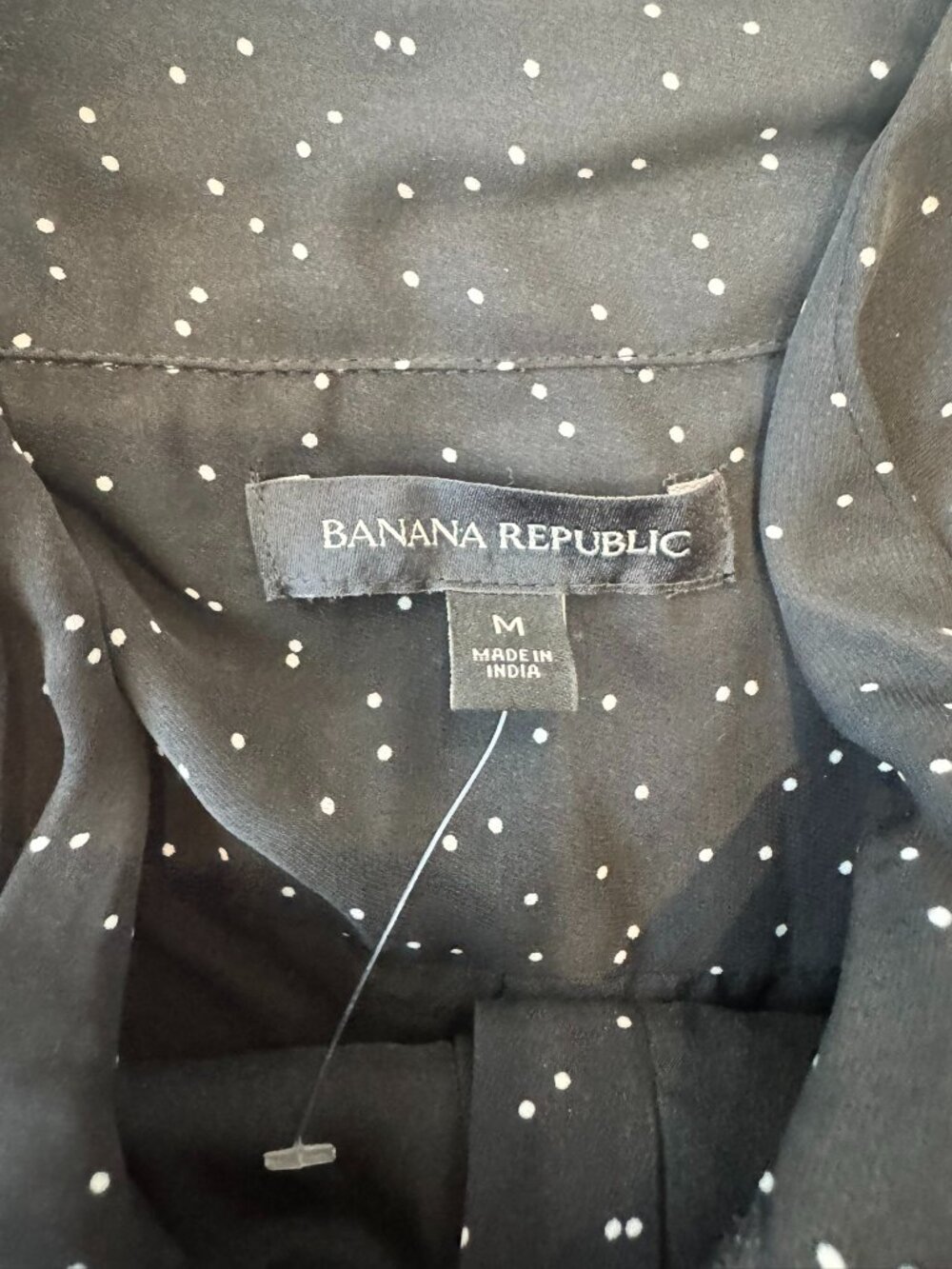 Banana Republic NWOT Black Polka Dot Tie Front Lightweight Dress Size Medium L31 - Picture 3 of 6